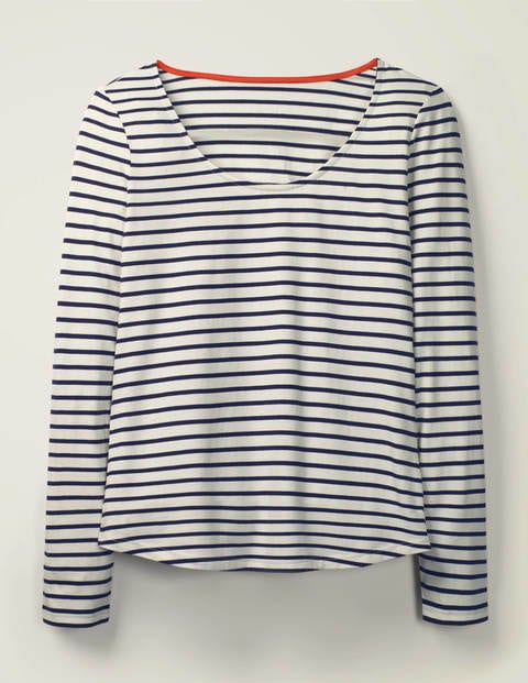 Supersoft Scoop Neck Tee - Ivory/Navy Supersoft Scoop Neck Tee - Ivory/Navy