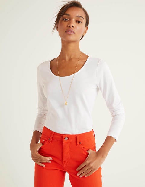 Supersoft Scoop Neck Tee - White Supersoft Scoop Neck Tee - White