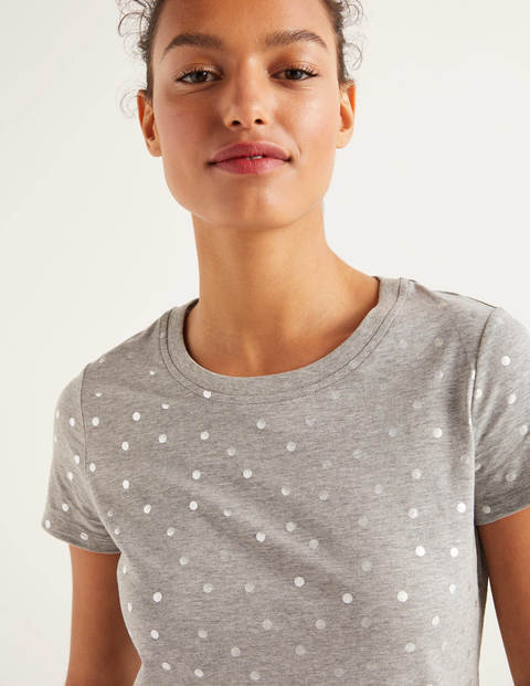 Henrietta Jersey-T-Shirt - Grau/Schiefergrau-Metallic, Getupft Henrietta Jersey-T-Shirt - Grau/Schiefergrau-Metallic, Getupft