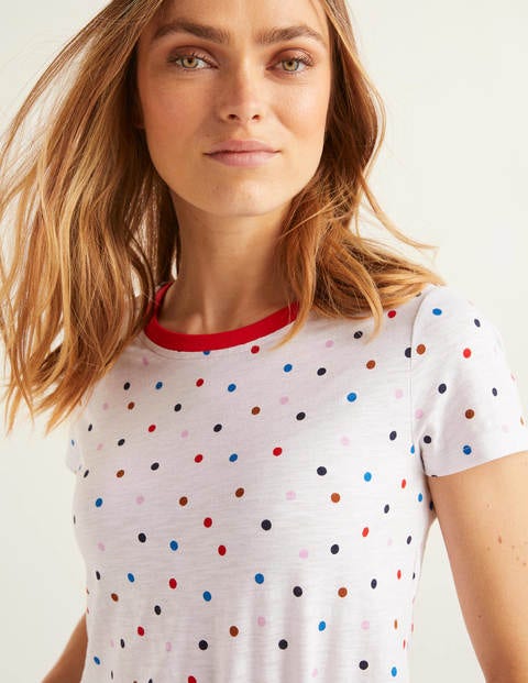 Henrietta Jersey Tee - White/Multi Spot Henrietta Jersey Tee - White/Multi Spot