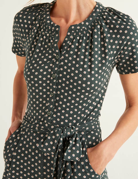 Edith Jersey-Jumpsuit - Mitternachtsgrün, Blümchen Edith Jersey-Jumpsuit - Mitternachtsgrün, Blümchen