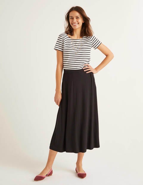 white midi jersey skirt