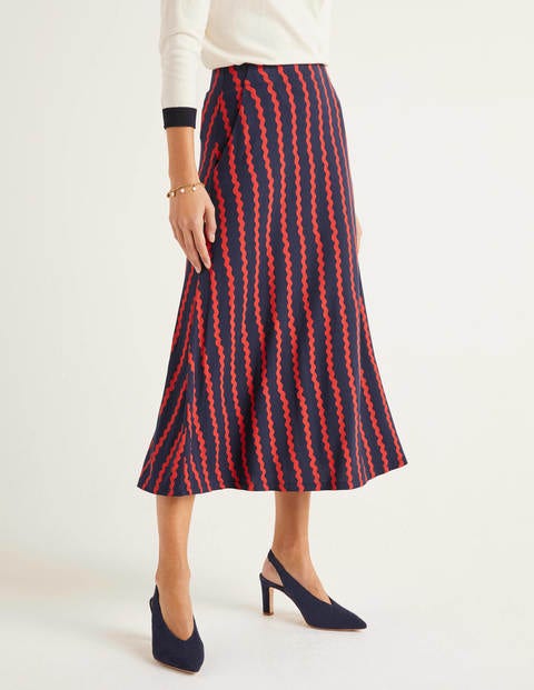 Jersey Midi Skirt - Navy, Wiggle Jersey Midi Skirt - Navy, Wiggle
