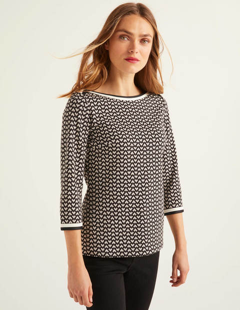 Rhea Jacquard-Oberteil Aus Jersey - Schwarz/Naturweiß Rhea Jacquard-Oberteil Aus Jersey - Schwarz/Naturweiß