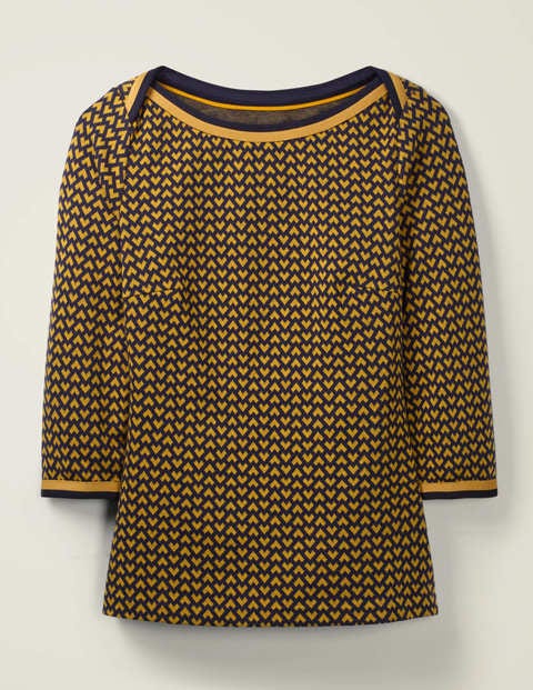 Rhea Jacquard-Oberteil Aus Jersey - Navy/Blütenstaubgelb Rhea Jacquard-Oberteil Aus Jersey - Navy/Blütenstaubgelb