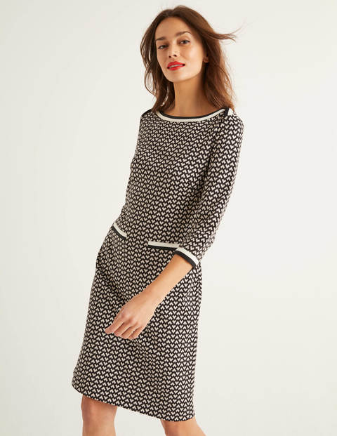 Rhea Jacquard Dress - Black and Ivory, Ticker Rhea Jacquard Dress - Black and Ivory, Ticker