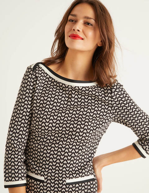 Rhea Jacquard Dress - Black and Ivory, Ticker Rhea Jacquard Dress - Black and Ivory, Ticker