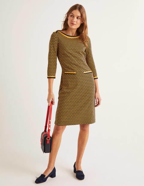 Rhea Jacquard Dress - Navy Tuscan Sun, Ticker Rhea Jacquard Dress - Navy Tuscan Sun, Ticker