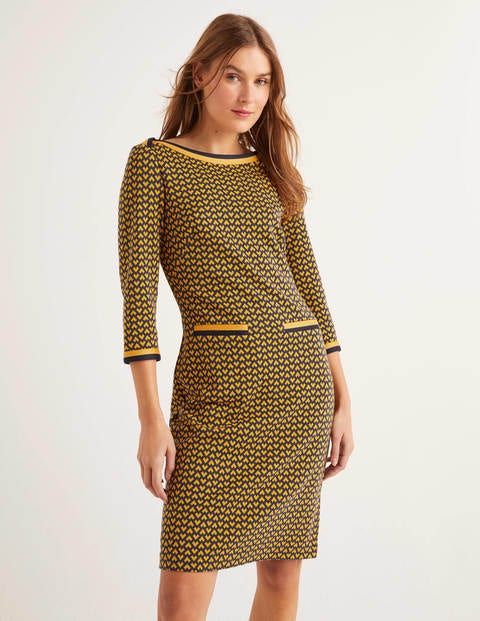 Rhea Jacquard Dress - Navy Tuscan Sun, Ticker Rhea Jacquard Dress - Navy Tuscan Sun, Ticker