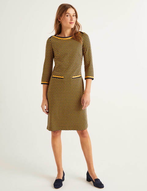 Rhea Jacquard Dress - Navy Tuscan Sun, Ticker Rhea Jacquard Dress - Navy Tuscan Sun, Ticker