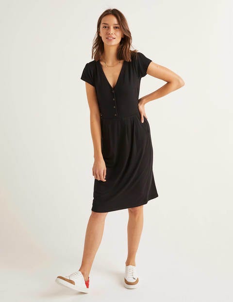 Alberta Jersey Dress - Black | Boden UK