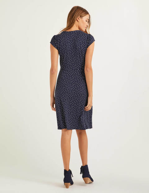 Alberta Jersey Dress - Navy, Polka Dot Alberta Jersey Dress - Navy, Polka Dot
