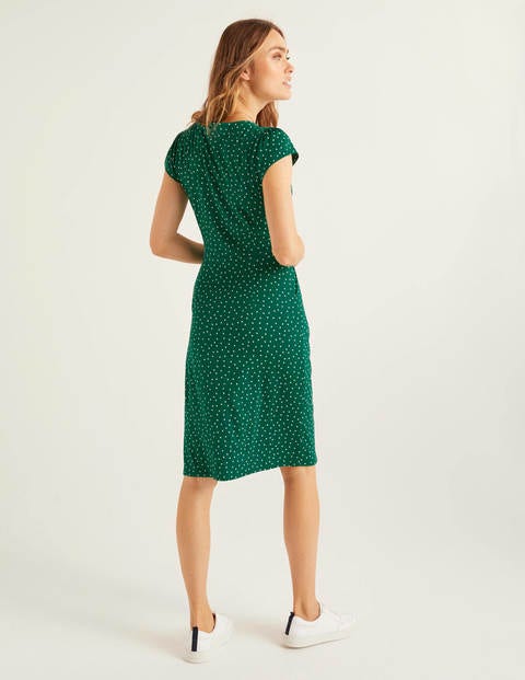 Alberta Jerseykleid - Waldgrün, Punkte Alberta Jerseykleid - Waldgrün, Punkte