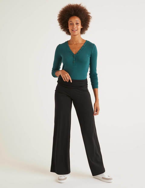 Wide Leg Jersey Trousers - Black Wide Leg Jersey Trousers - Black