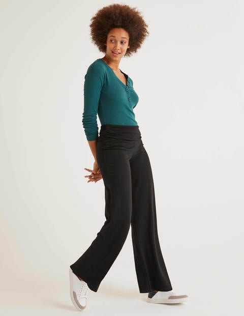 Wide Leg Jersey Trousers - Black Wide Leg Jersey Trousers - Black