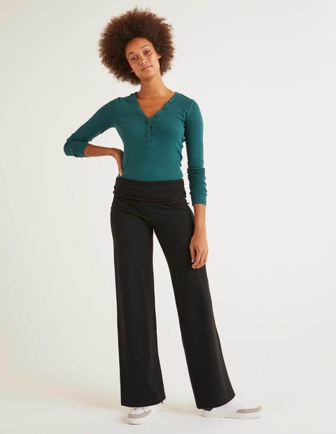 Wide Leg Jersey Trousers - Black Wide Leg Jersey Trousers - Black