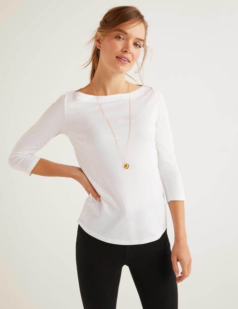 Supersoft Slash Neck Top - White Supersoft Slash Neck Top - White