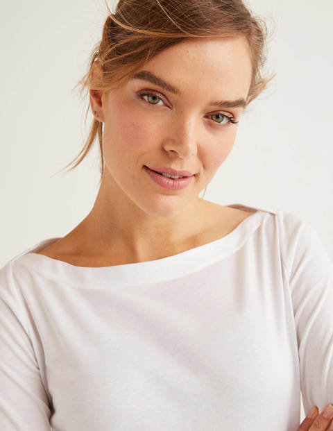 Supersoft Slash Neck Top - White Supersoft Slash Neck Top - White