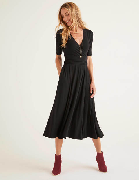 midi jersey dress with sleeves