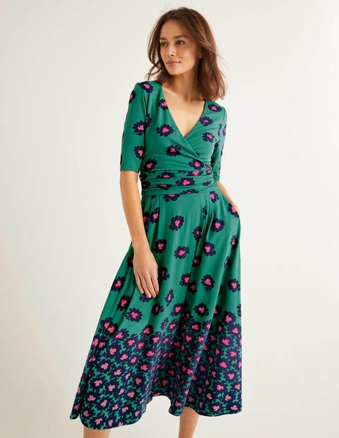 Kassidy Jersey Midi Dress - Green, Bloom Stamp Kassidy Jersey Midi Dress - Green, Bloom Stamp