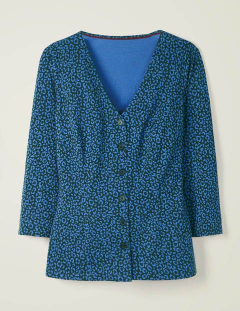 Fleur Jersey Top - Sky Blue, Animal Stamp Fleur Jersey Top - Sky Blue, Animal Stamp