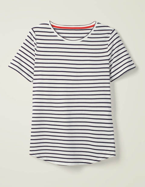 T-shirt manches courtes ultra-doux - Ivoire/bleu marine T-shirt manches courtes ultra-doux - Ivoire/bleu marine