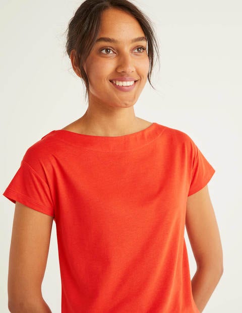 Supersoft Slash Neck Tee - Orange Sunset Supersoft Slash Neck Tee - Orange Sunset