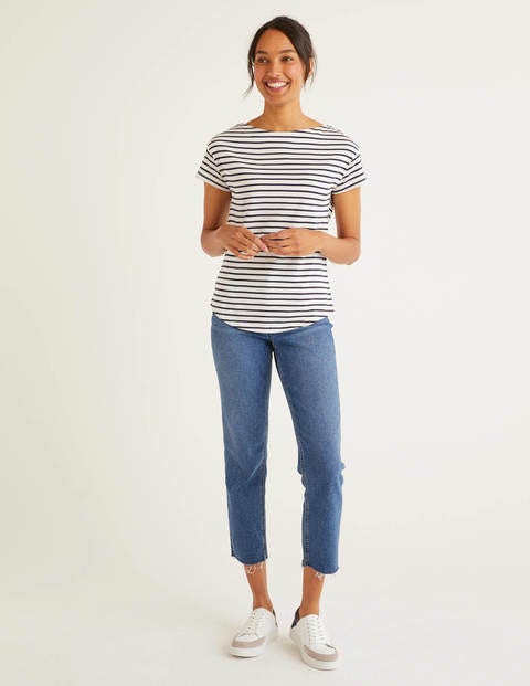 Supersoft Slash Neck Tee - Ivory/Navy Supersoft Slash Neck Tee - Ivory/Navy