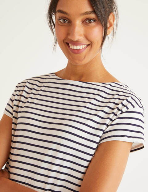 Supersoft Slash Neck Tee - Ivory/Navy Supersoft Slash Neck Tee - Ivory/Navy