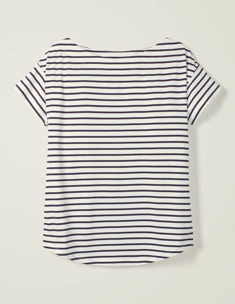 Supersoft Slash Neck Tee - Ivory/Navy Supersoft Slash Neck Tee - Ivory/Navy