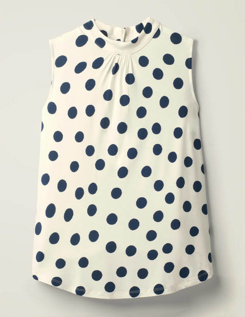 Thomasina High Neck Top - Ivory/Navy Spot Thomasina High Neck Top - Ivory/Navy Spot
