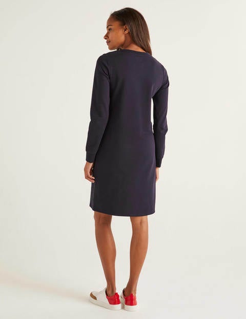 Rib Cuff Sweatshirt Dress - Navy, Live Well Rib Cuff Sweatshirt Dress - Navy, Live Well