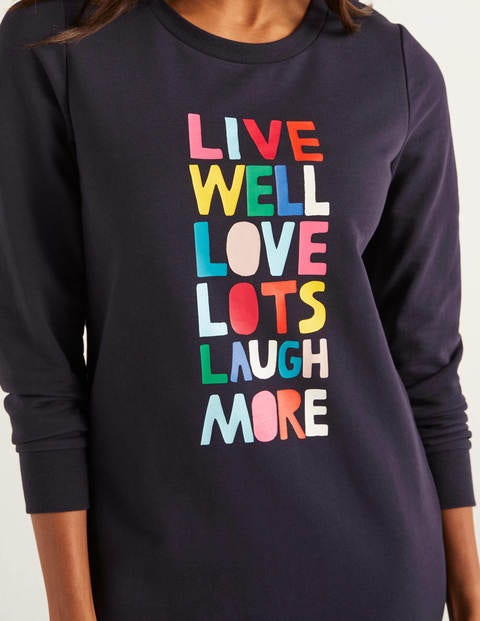Rib Cuff Sweatshirt Dress - Navy, Live Well Rib Cuff Sweatshirt Dress - Navy, Live Well