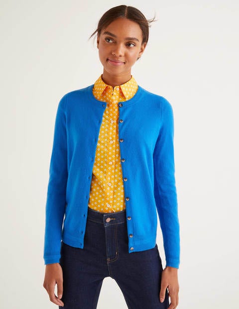 Kaschmircardigan Mit Rundhalsausschnitt - Kräftiges Blau Kaschmircardigan Mit Rundhalsausschnitt - Kräftiges Blau