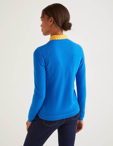 Kaschmircardigan Mit Rundhalsausschnitt - Kräftiges Blau Kaschmircardigan Mit Rundhalsausschnitt - Kräftiges Blau