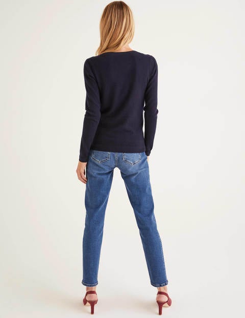 Cardigan Col Rond En Cachemire - Bleu marine Cardigan Col Rond En Cachemire - Bleu marine
