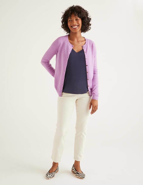 Cashmere Crew Cardigan - Lupin Cashmere Crew Cardigan - Lupin