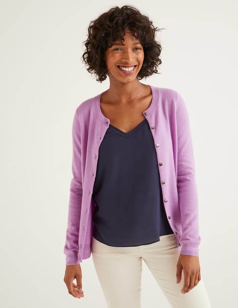 Cashmere Crew Cardigan - Lupin Cashmere Crew Cardigan - Lupin