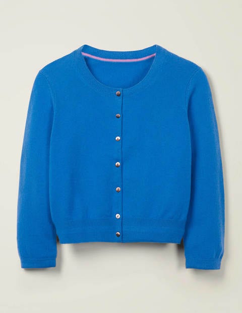 Kurz Geschnittener Kaschmircardigan Mit Rundhalsausschnitt - Kräftiges Blau Kurz Geschnittener Kaschmircardigan Mit Rundhalsausschnitt - Kräftiges Blau