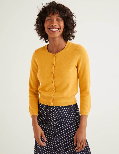 Cashmere Crop Crew Cardigan - Tuscan Sun Cashmere Crop Crew Cardigan - Tuscan Sun