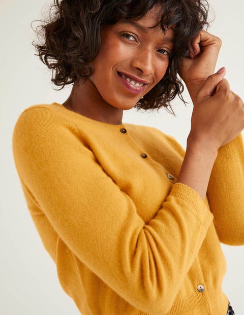 Cashmere Crop Crew Cardigan - Tuscan Sun Cashmere Crop Crew Cardigan - Tuscan Sun