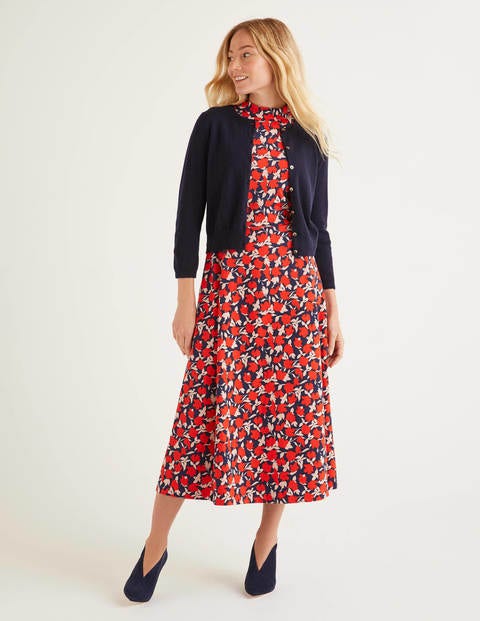 Cashmere Crop Crew Cardigan - Navy Cashmere Crop Crew Cardigan - Navy