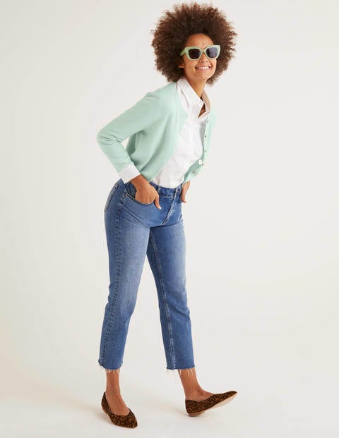 Cashmere Crop Crew Cardigan - Mint Cake Cashmere Crop Crew Cardigan - Mint Cake