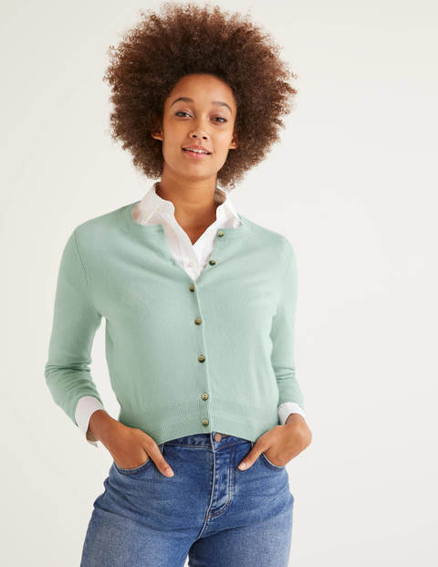 Cashmere Crop Crew Cardigan - Mint Cake Cashmere Crop Crew Cardigan - Mint Cake