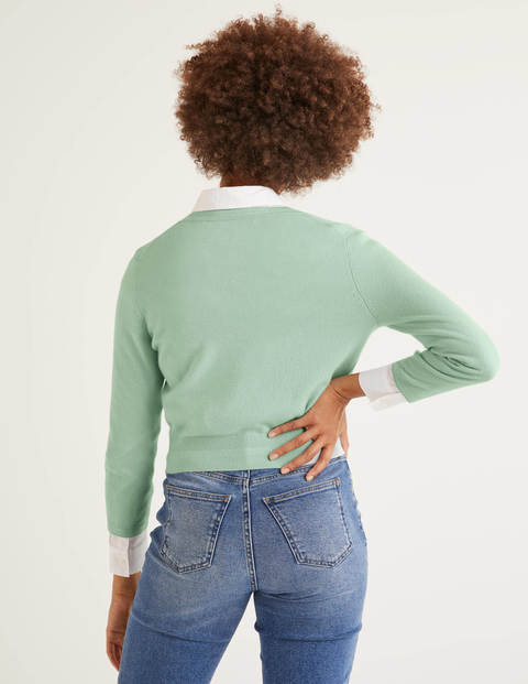 Cashmere Crop Crew Cardigan - Mint Cake Cashmere Crop Crew Cardigan - Mint Cake