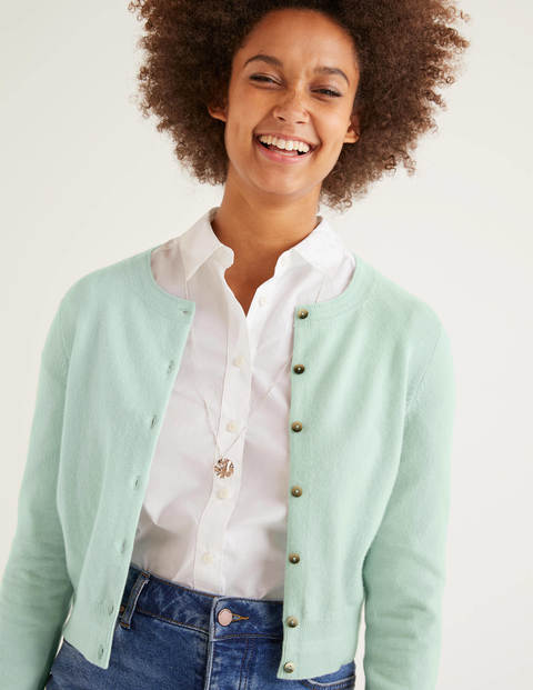 Cashmere Crop Crew Cardigan - Mint Cake Cashmere Crop Crew Cardigan - Mint Cake