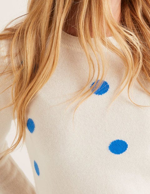 Cashmere Crew Neck Sweater - Bold Blue Spot Cashmere Crew Neck Sweater - Bold Blue Spot