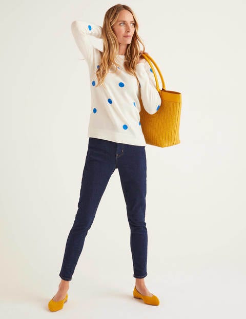 Cashmere Crew Neck Sweater - Bold Blue Spot Cashmere Crew Neck Sweater - Bold Blue Spot
