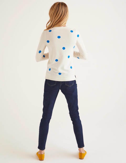 Cashmere Crew Neck Sweater - Bold Blue Spot Cashmere Crew Neck Sweater - Bold Blue Spot