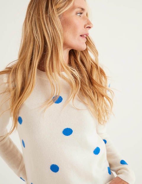Cashmere Crew Neck Sweater - Bold Blue Spot Cashmere Crew Neck Sweater - Bold Blue Spot